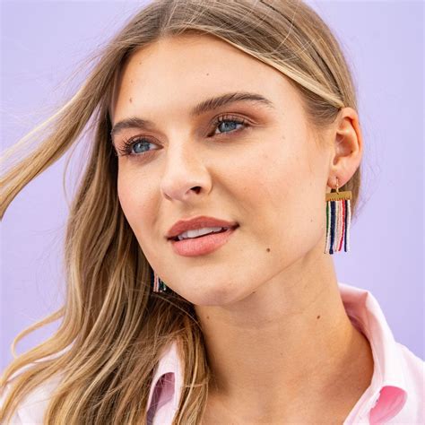 Scout Rectangle Hanger Solid Vertical Stripes Beaded Fringe Earrings S – INK+ALLOY, LLC