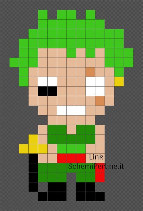 Roronoa Zoro personaggio One Piece schema perline da stirare 13x20 - SchemiPerline.it | Roronoa ...