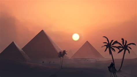 pyramids illustration #landscape #illustration #pyramid digital art # ...