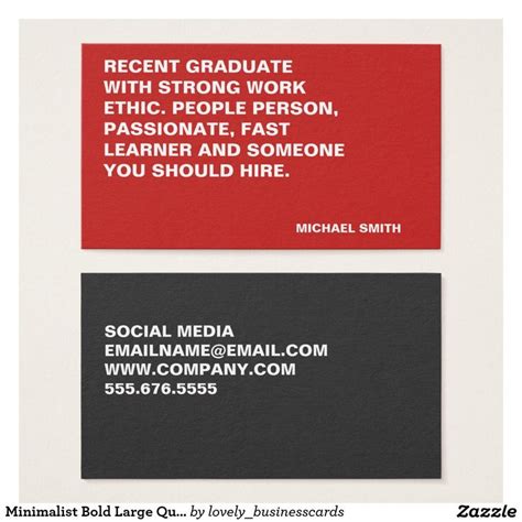 Minimalist Bold Large Quote Business Card | Zazzle.com | Business quotes, Large quotes, Text design