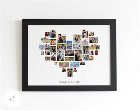 Personalised Custom Heart Photo Collage, Love Heart Photo Collage ...