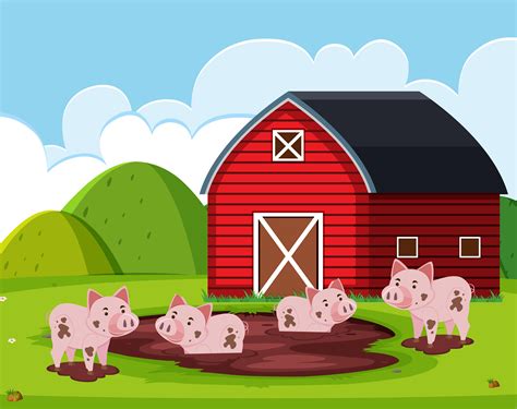Pig at the barn house 605859 Vector Art at Vecteezy