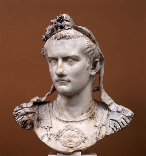 Marble bust of the roman emperor Caligula (31 August AD 12 – 24 January AD 41), approx. 100 AD ...