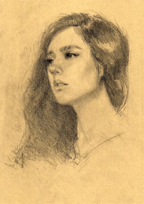a drawing of a woman's head with long hair and eyes closed, looking to the side