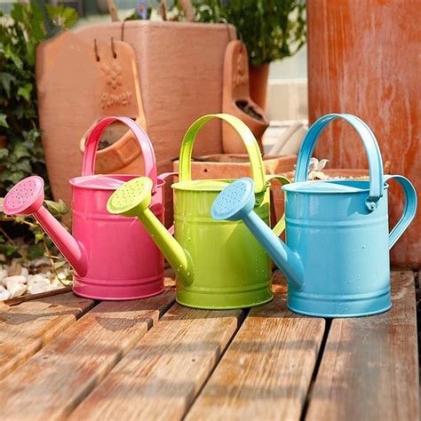 1.5L Multi-Color Metal Watering Can, Garden Watering Bucket with 2 Handles, Children Sprinkled ...