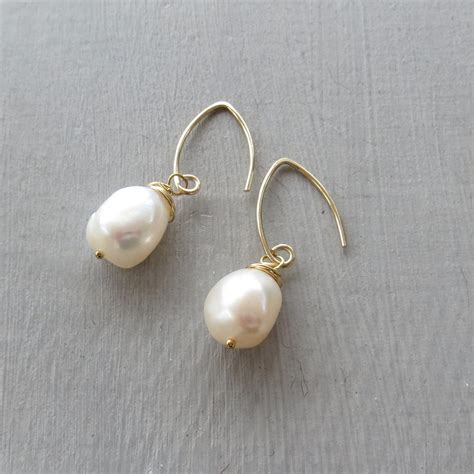 Large Baroque Pearl Earrings in Gold Fill