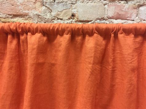 Orange linen curtain stone wash linen curtains panel | Etsy