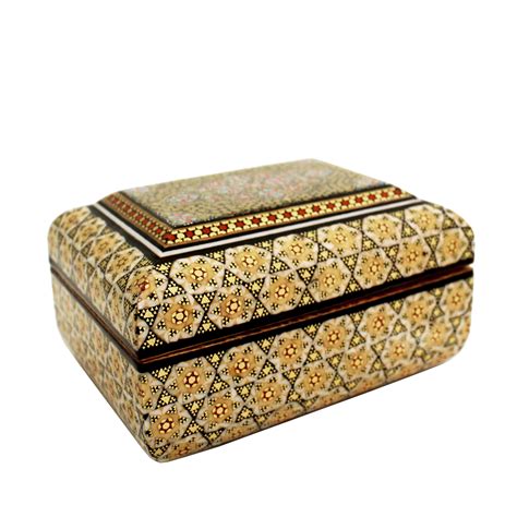 Persian inlaying handmade (Khatam) - Jewelry box with Eslimy miniature - 11*8 cm | Taha ...