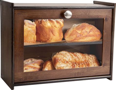 Buy COMELLOW Bread Box for Kitchen Countertop, Bamboo Storage Box with 2 Adjustable Layer ...