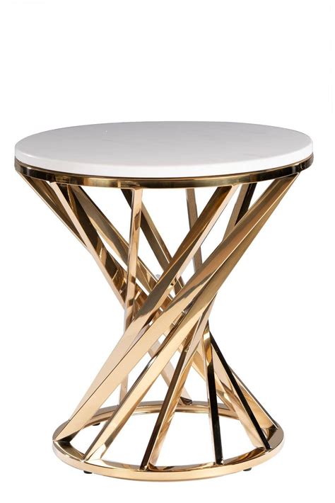 Iris Marble Top Side Table | Stainless steel furniture, Side table, Metal furniture design