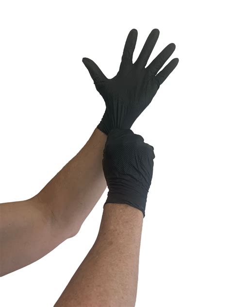 Bronto Industries Textured Grip Black Nitrile 9 mil Powder Free Gloves ...