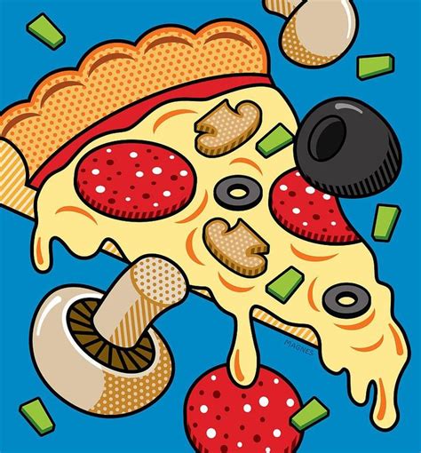 Pop Art Digital Art - Pizza On Blue by Ron Magnes | Pop art food, Pizza art, Pop art party