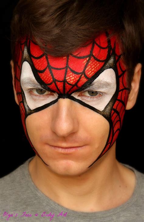 Classic Spider Man mask design Face Paint For Men, Mime Face Paint, Face Painting For Boys, Face ...