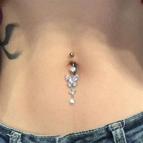 Belly Button Rings Butterflybelly Piercingbutterfly Navel - Etsy