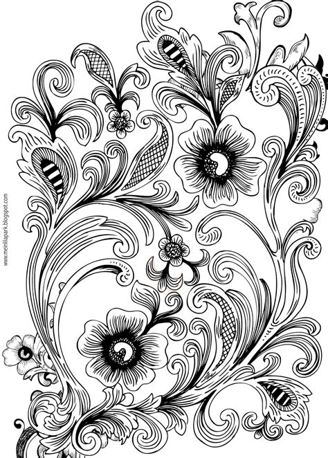 Free printable floral coloring page - Ausmalbild - freebie | MeinLilaPark
