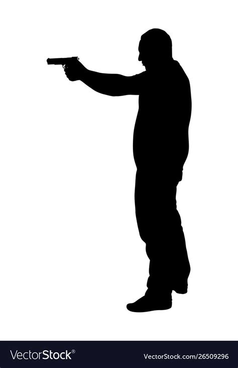 Man with gun silhouette policeman with pistol Vector Image