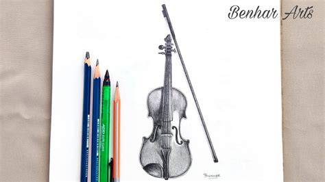 How to draw a Violin | pencil drawing - YouTube