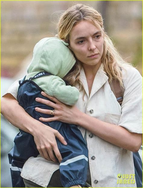 Jodie Comer Carries A Fake Baby On The Set of 'The End We Start From ...