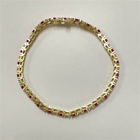 14K Gold, Diamond & Ruby Bracelet