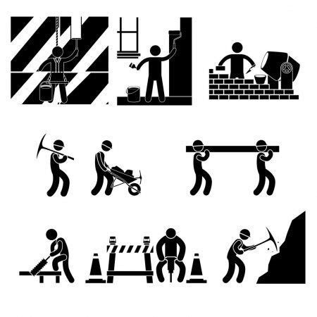 Icon Human Labor. jobs icons over white background vector illustration ...