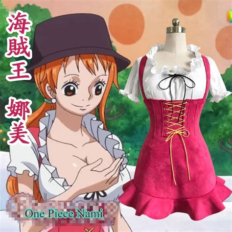 Anime! One Piece Nami Lovely Sweet Dress Uniform Cosplay Costume For Women top+slip dress ...