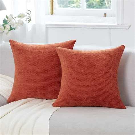WLNUI Fall Pillow Covers 18x18 Inch Set of 2 Burnt Orange Decorative ...