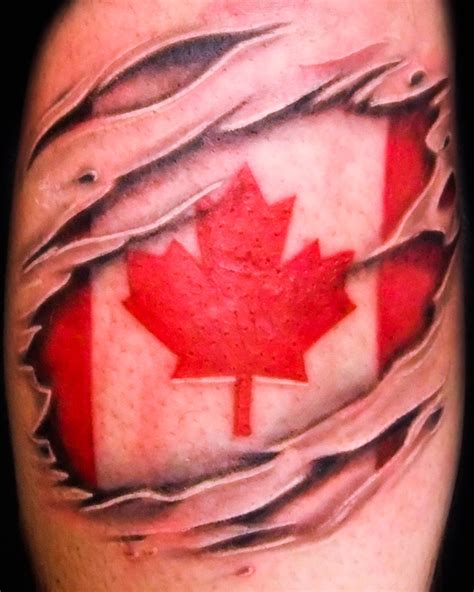 Canadian Maple Leaf Flag Tattoo