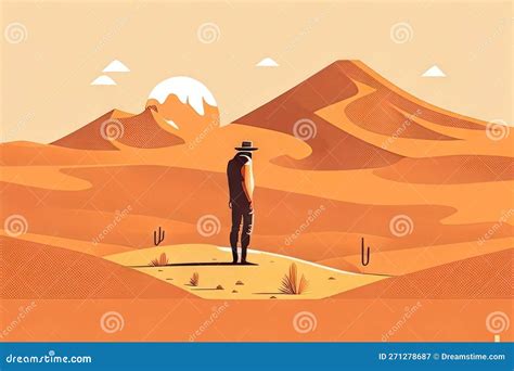 A Person Standing in a Desert Feeling the Weight of Discouragement. Art Painting. Stock ...