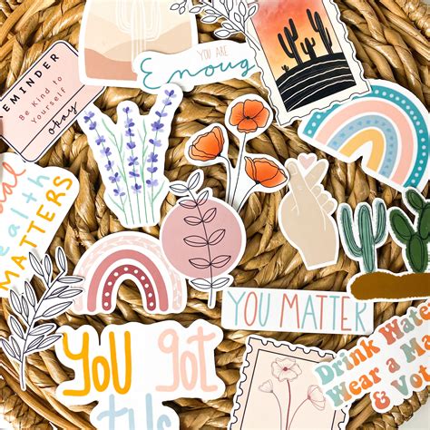 Aesthetic Boho Trendy Stickers | Handmade sticker, Scrapbook stickers ...