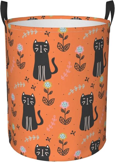 Amazon.com: Collapsible Laundry Hampers Orange Black Cats Floral Dirty Clothes Laundry Basket ...