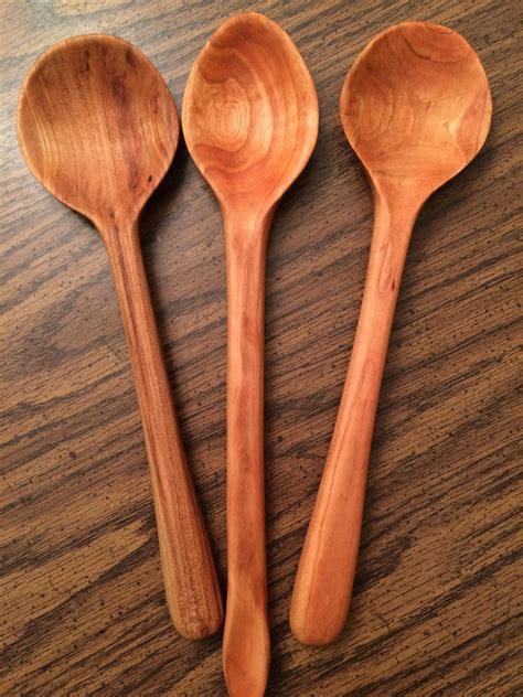 Hand carved cherry wood spoons, rubbed with flaxseed oil. Carved by Joey Grant. | Wood spoon ...