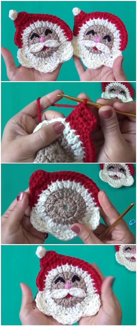 Learn To Crochet Santa Face Applique - Love Crochet