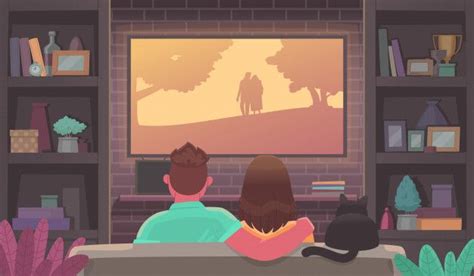 Premium Vector | Couple of young people watching tv. man and woman in a cozy atmosphere watch a ...