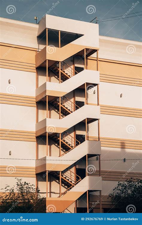 Fire escape on a building stock image. Image of wall - 292676769