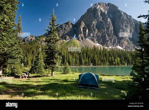 Camping, Taylor Lake, Banff National Park, Banff, Alberta Stock Photo ...