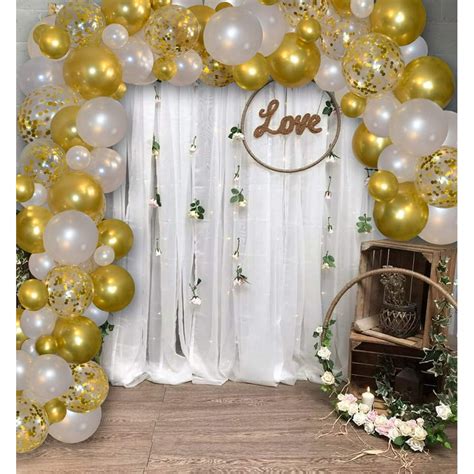 Famzigo DIY Arch Balloon Garland Kit - 16.5 FT, White & Gold - Durable ...