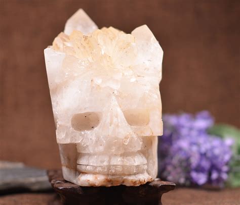 Hand Carved Skull /large Crystal Cluster Carved Skull/home - Etsy