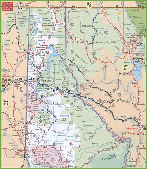 Map of Northern Idaho