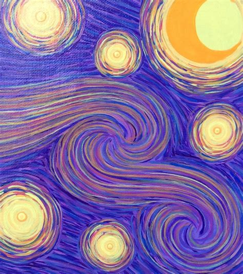 Purple Starry Night Sky Acrylic Painting 8x10 | Etsy