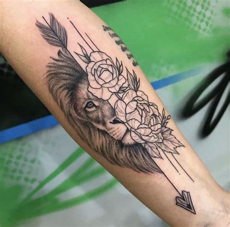 Lion Tattoo With Flowers, Flower Tattoos, Lions, Sleeve Tattoos, Geometric Tattoo, Tatting ...