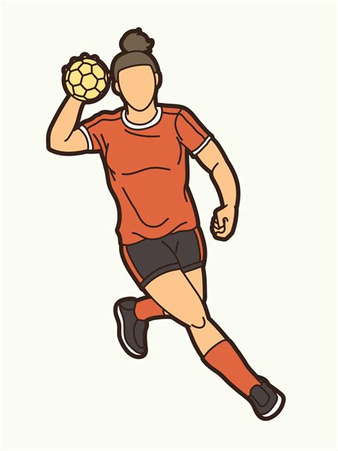 Cartoon Handball Sport Female Player Action 8630598 Vector Art at Vecteezy