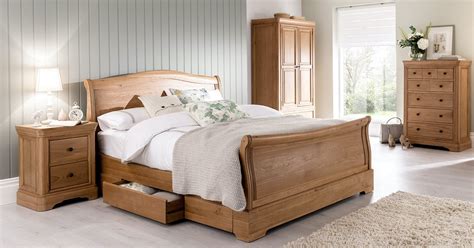 Kara Oak Sleigh Bed With Storage | eBay