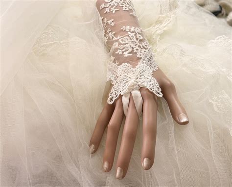 Lace Wedding Gloves Embroidered Lace Wedding Gloves - Etsy