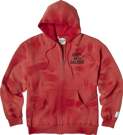 Gallery Dept. Red Faded 'French Logo' Zip Hoodie | INC STYLE