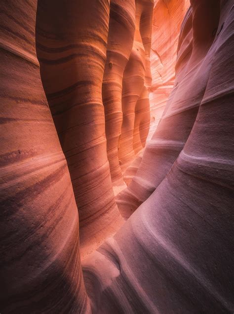 Hiking through a beautiful slot canyon in southern Utah. Escalante ...