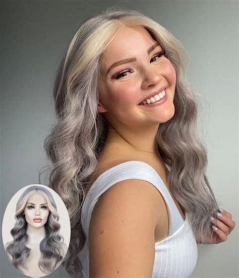 Silver Moon | Grey with Highlights Remy Human Hair Lace Front Wig - UniWigs ® Official Site