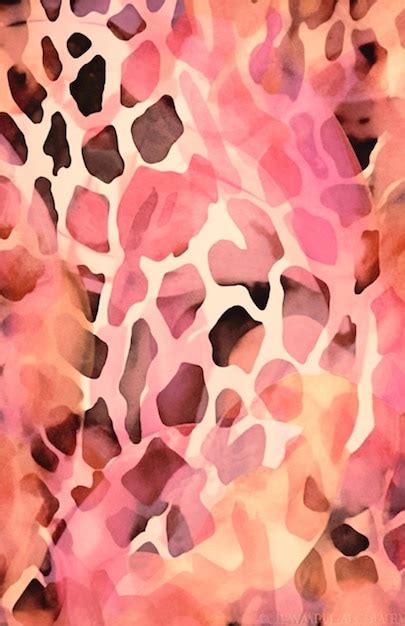 Premium AI Image | there is a painting of a giraffe with a pink and brown pattern generative ai