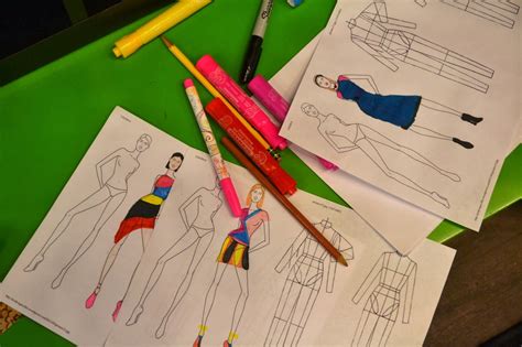 To get warmed up, the girls were given blank fashion design templates and asked to draw an ...