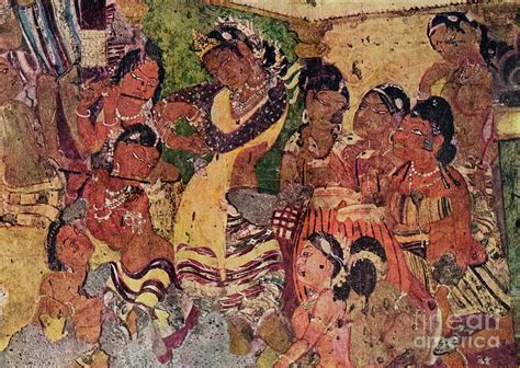 Wall Painting From The Caves Of Ajanta by Print Collector