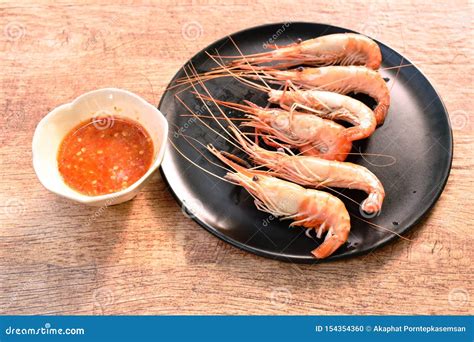 Steamed Shrimp with Salt on Dish Dipping Spicy Sauce Stock Photo - Image of meat, digest: 154354360